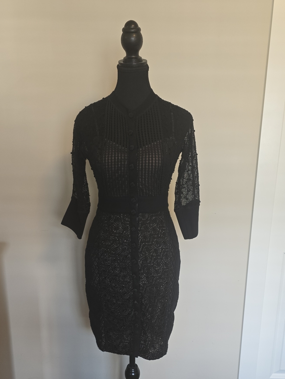 Beguiled by Byron LARS Black Knit Button-Front Sheath Dress